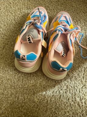 Kids Lightweight Fashion Sneakers - Pink/Blue/Yellow